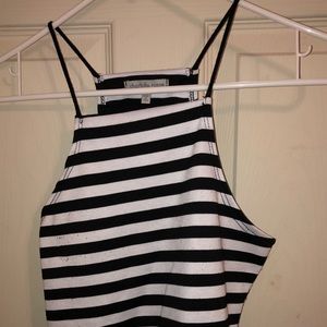 Black & White Striped Halter Top